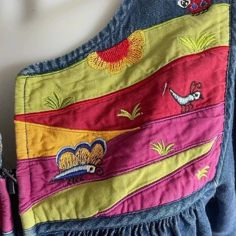 Vintage 90’s Go softly patio cotton floral embroidered mumu dress small‎ 0228 - Picture 3 of 9